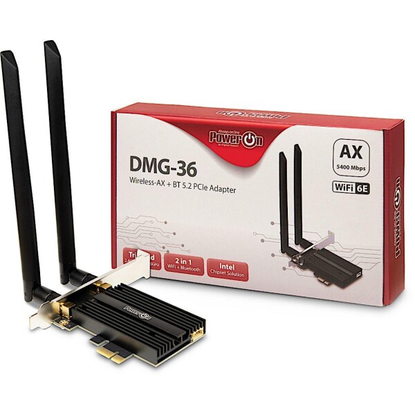 Inter-Tech DMG-36 - Eingebaut - Kabellos - PCI Express - WLAN / Bluetooth - 5400 Mbit/s - Schwarz - Silber