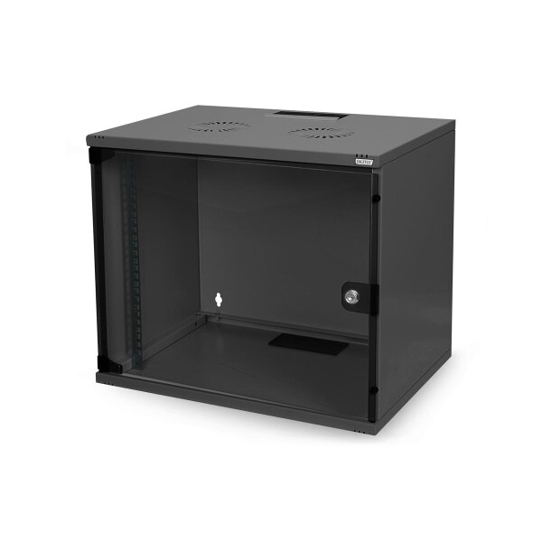 DIGITUS DN-19-07U-S-SW - 7HE Wandgehäuse, SOHO, unmontiert 370x540x400 mm, Glastür, Schwarz (RAL 9005)