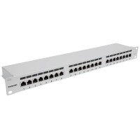 Intellinet 24-Port Cat6a Patchpanel - geschirmt - FTP - 1 HE - Klemmleisten mit 90 Grad abgewinkelten Kabeleinführungen - grau - IEEE 802.3 - IEEE 802.3ab - IEEE 802.3u - Gigabit Ethernet - Cat6a - F/UTP (FTP) - 22/24 - Grau