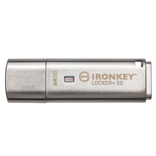 Kingston IronKey 64GB IKLP50 AES USB - w/256bit Encryption - 64 GB - USB Typ-A - 3.2 Gen 1 (3.1 Gen 1) - 145 MB/s - Kappe - Silber