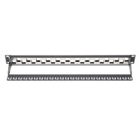 DIGITUS DN-91412 - DIGITUS Modulares Patch Panel, geschirmt, 24-Port unbest., 1HE, Rack Mount, abgestuft, Sw RAL 9005