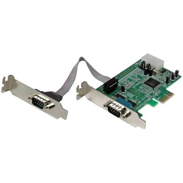 StarTech.com 2 Port Seriell RS232 PCI Express Low Profile Schnittstellenkarte mit 16550 UART - PCIe - Seriell - PCIe 1.1 - RS-232 - Grün - ASIX - MCS9922CV-AA