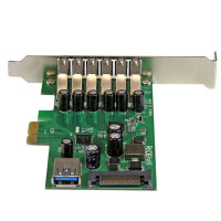 StarTech.com 7 Port PCI Express USB 3.0 Karte - PCIe - SATA - USB 3.2 Gen 1 (3.1 Gen 1) - Full-height / Low-profile - Grün - Metallisch - 3 m - 1920042 h