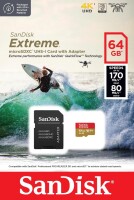 SanDisk Extreme - 64 GB - MicroSDXC - Klasse 10 - UHS-I - 170 MB/s - 80 MB/s