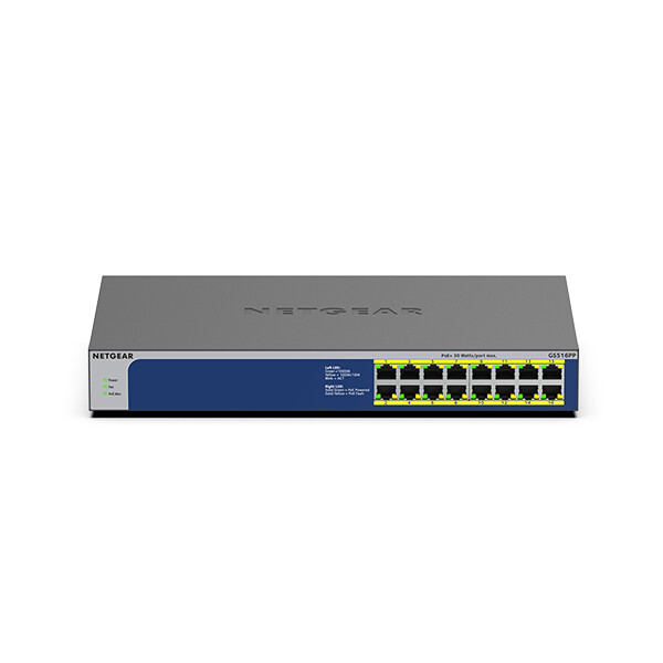 Netgear GS516PP - Unmanaged - Gigabit Ethernet (10/100/1000) - Vollduplex - Power over Ethernet (PoE) - Rack-Einbau