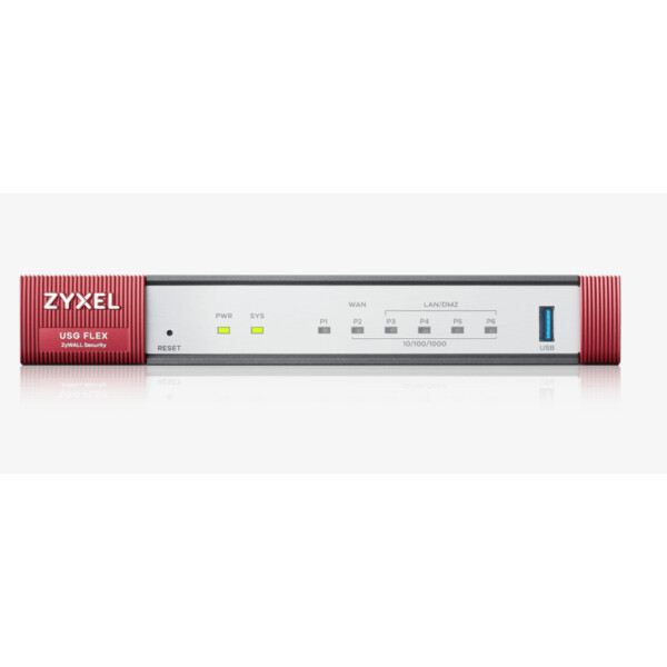 ZyXEL USGFlex Security Gateway 100. Porte 1xWAN 3xLAN/DMZ 1xOPT WAN2 1xUSB. WAN Load - IPSec - L2TP