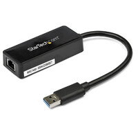 StarTech.com USB 3.0 Gigabit Ethernet Lan Adapter mit USB Port - Schwarz - Kabelgebunden - USB - Ethernet - 5000 Mbit/s - Schwarz
