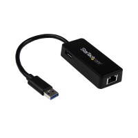 StarTech.com USB 3.0 Gigabit Ethernet Lan Adapter mit USB Port - Schwarz - Kabelgebunden - USB - Ethernet - 5000 Mbit/s - Schwarz