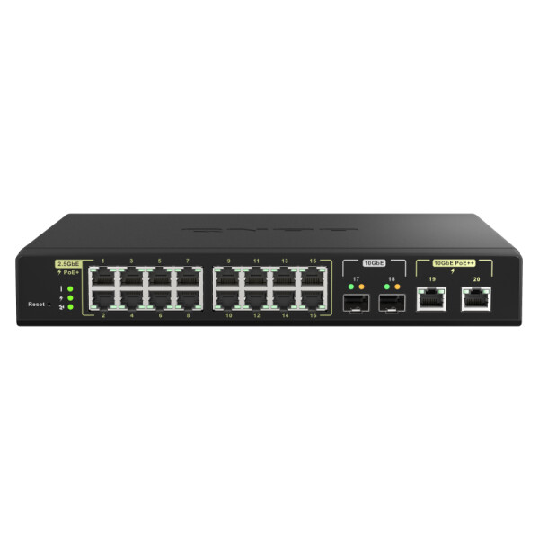 QNAP QSW-M2116P-2T2S - Managed - L2 - 2.5G Ethernet - Vollduplex - Power over Ethernet (PoE) - Rack-Einbau