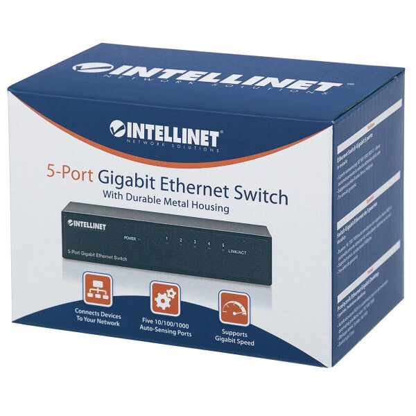 Intellinet 5-Port Gigabit Ethernet Switch - Metall - Desktop - IEEE 802.3az (Energy Efficient Ethernet) - Gigabit Ethernet (10/100/1000) - Vollduplex