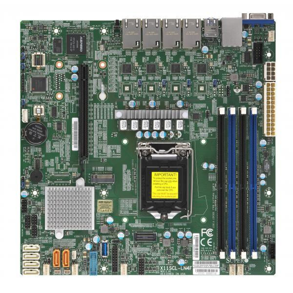 Supermicro X11SCL-LN4F - Intel - LGA 1151 (Socket H4) - Intel® Celeron® - Intel® Core™ i3 - Intel® Pentium® - Intel® Xeon® - DDR4-SDRAM - 128 GB - 1.2 V