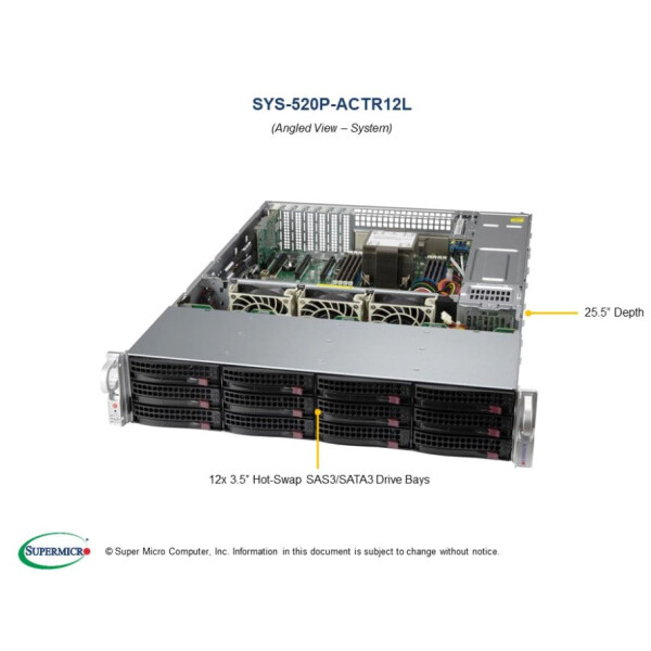 Supermicro SSG-520P-ACTR12L Black - Barebone - DDR4