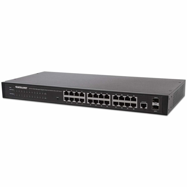 Intellinet 24-Port Web-Managed Gigabit Ethernet Switch mit 2 SFP-Ports, 24 x 10/100/1000 M