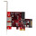 StarTech.com 4 Port USB 3.0 PCI Express-Karte - 2 Externe und 2 Interne mit SATA Power - PCIe - SATA,USB 3.2 Gen 1 (3.1 Gen 1) - Full-height / Low-profile - Metallisch - Rot - 3 m - 1920042 h