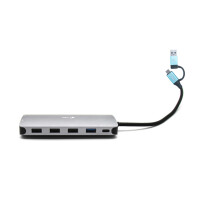 i-tec USB 3.0 USB-C/Thunderbolt 3x Display Metal Nano Dock with LAN + Power Delivery 100 W - Kabelgebunden - USB 3.2 Gen 1 (3.1 Gen 1) Type-A + Type-C - 100 W - 10,100,1000 Mbit/s - Silber - MicroSD (TransFlash) - SD