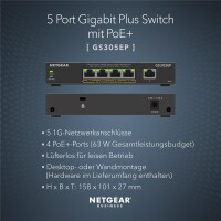 Netgear GS305EP Switch 5 Port Gigabit Ethernet LAN PoE...