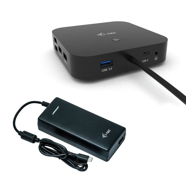 i-tec USB-C Dual Display Docking Station with Power Delivery 100 W + Universal Charger 100 W - Kabelgebunden - USB 3.2 Gen 1 (3.1 Gen 1) Type-C - 100 W - 3,5 mm - 10,100,1000 Mbit/s - Schwarz
