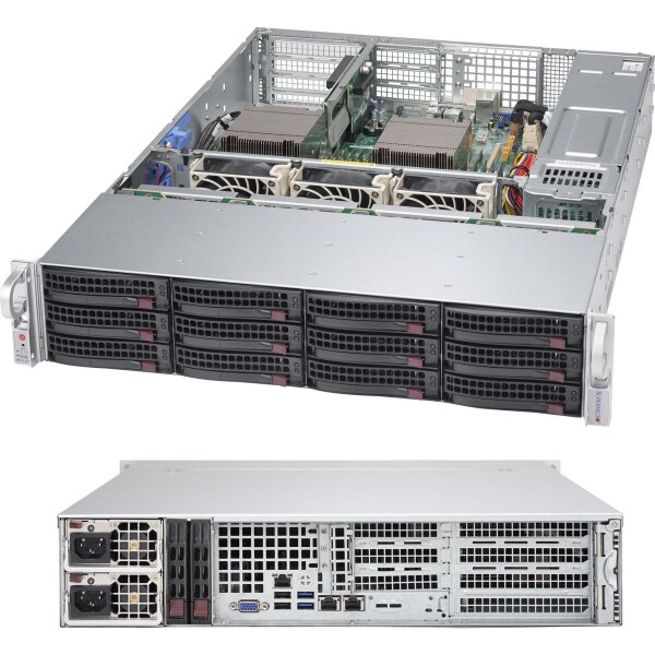 Supermicro SuperChassis 826BAC4-R1K23WB - Rack - Server - Schwarz - Ventilatorausfall - HDD - Netzwerk - Leistung - 1200 W - 3.5"