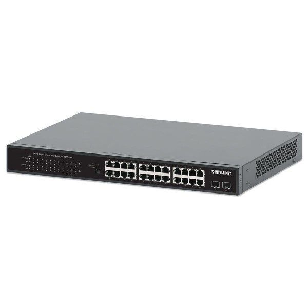 Intellinet 24-Port Gigabit Ethernet PoE+ Switch mit 2 SFP-Ports IEEE 802.3at/af - Switch - 1 Gbps