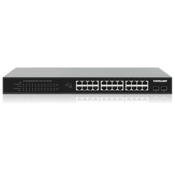 Intellinet 24-Port Gigabit Ethernet PoE+ Switch mit 2 SFP-Ports IEEE 802.3at/af - Switch - 1 Gbps