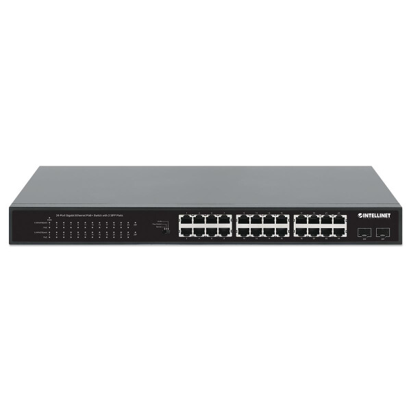 Intellinet 24-Port Gigabit Ethernet PoE+ Switch mit 2 SFP-Ports IEEE 802.3at/af - Switch - 1 Gbps