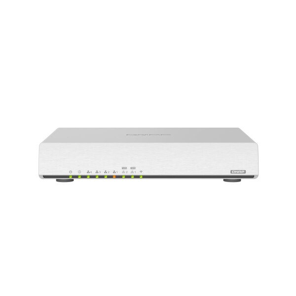 QNAP QHora-301W - Wi-Fi 6 (802.11ax) - Dual-Band (2,4 GHz/5 GHz) - Eingebauter Ethernet-Anschluss - Weiß - Tabletop-Router