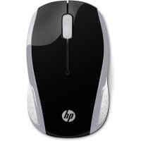 HP Wireless-Maus 200 (Pike Silver) - Beidhändig - Optisch - RF Wireless - 1000 DPI - Schwarz - Silber