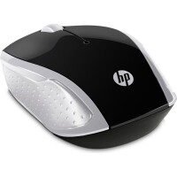 HP Wireless-Maus 200 (Pike Silver) - Beidhändig - Optisch - RF Wireless - 1000 DPI - Schwarz - Silber