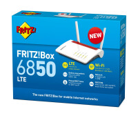 AVM FRITZ! Box 6850 LTE - Wi-Fi 5 (802.11ac) - Dual-Band (2,4 GHz/5 GHz) - Eingebauter Ethernet-Anschluss - 3G - Rot - Weiß - Tabletop-Router