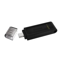Kingston DataTraveler 256GB USB-C 3.2 Gen 1 70 - 256 GB - USB Typ-C - 3.2 Gen 1 (3.1 Gen 1) - Kappe - 7 g - Schwarz
