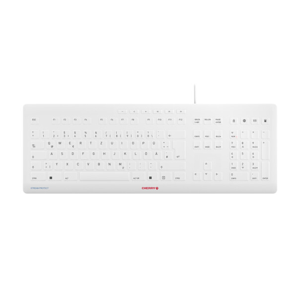 Cherry TAS STREAM PROTECT Keyboard Corded DE-Layout weiß