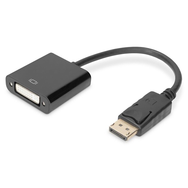 DIGITUS AK-340401-001-S - DisplayPort Adapterkabel, DP - DVI (24+5) St/Bu, 0.15m, m/Verriegelung, DP 1.1 komp., CE, sw