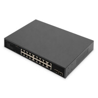 DIGITUS Switch 16+2 Port SFP PoE 10/100/1000 Mbps+ 2...