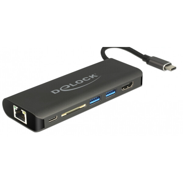 Delock 87721 - USB 3.2 Gen 1 (3.1 Gen 1) Type-A - HDMI - USB 3.2 Gen 1 (3.1 Gen 1) Type-A - USB 3.2 Gen 1 (3.1 Gen 1) Type-C - MMC,SD,SDHC,SDXC - Schwarz - 0,15 m - USB