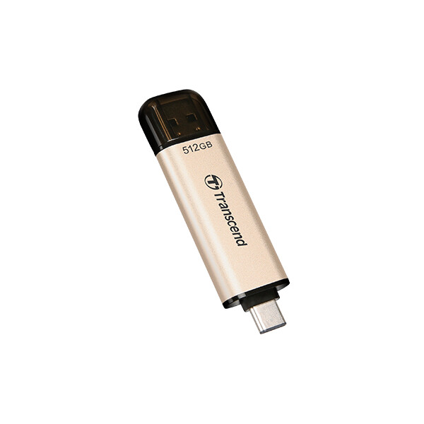 Transcend JetFlash 930C - 512 GB - USB Type-A / USB Type-C - 3.2 Gen 1 (3.1 Gen 1) - 420 MB/s - Kappe - Gold