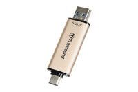 Transcend JetFlash 930C - 512 GB - USB Type-A / USB Type-C - 3.2 Gen 1 (3.1 Gen 1) - 420 MB/s - Kappe - Gold