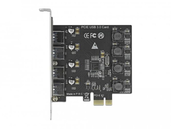 Delock PCI Express x1 Karte zu 4 x extern USB Typ-A Buchse SuperSpeed USB (USB 3.2 Gen 1) - PCIe - USB 3.2 Gen 1 (3.1 Gen 1) - PCIe 2.0 - China - 5 Gbit/s - 0 - 40 °C