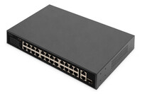 DIGITUS 24-Port-Fast-Ethernet-PoE-Switch, 2 Gigabit-Uplinks (RJ45 / SFP)
