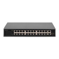 DIGITUS 24-Port-Fast-Ethernet-PoE-Switch, 2 Gigabit-Uplinks (RJ45 / SFP)