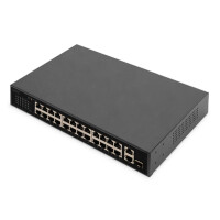 DIGITUS Switch 24-Port FE PoE 2 Uplink Ports SFP/RJ45 -...