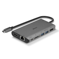 Lindy 43323 - Kabelgebunden - USB 3.2 Gen 1 (3.1 Gen 1) Type-C - 100 W - 1000 Mbit/s - Schwarz - Grau - SD