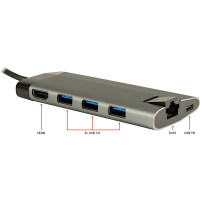 Inter-Tech GDC-802 - Kabelgebunden - USB 3.2 Gen 1 (3.1 Gen 1) Type-C - 100 W - 1000 Mbit/s - IEEE 802.1Q - IEEE 802.3ab - IEEE 802.3az - IEEE 802.3u - IEEE 802.3x - Grau