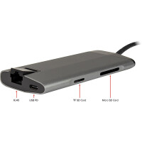 Inter-Tech GDC-802 - Kabelgebunden - USB 3.2 Gen 1 (3.1 Gen 1) Type-C - 100 W - 1000 Mbit/s - IEEE 802.1Q - IEEE 802.3ab - IEEE 802.3az - IEEE 802.3u - IEEE 802.3x - Grau