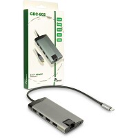 Inter-Tech GDC-802 - Kabelgebunden - USB 3.2 Gen 1 (3.1 Gen 1) Type-C - 100 W - 1000 Mbit/s - IEEE 802.1Q - IEEE 802.3ab - IEEE 802.3az - IEEE 802.3u - IEEE 802.3x - Grau