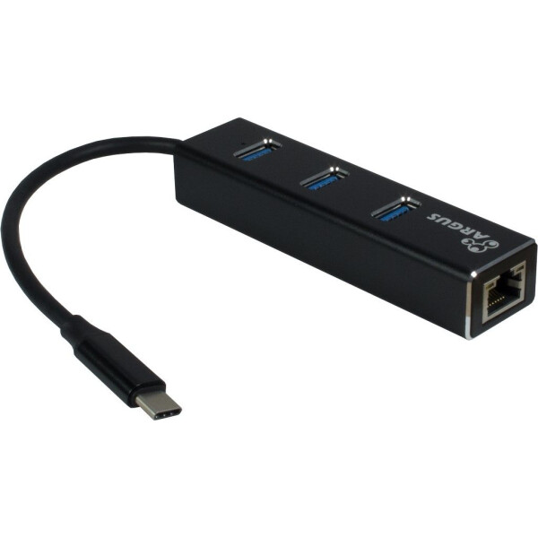 Inter-Tech ARGUS IT-410 - USB 3.2 Gen 1 (3.1 Gen 1) Type-C - RJ-45 - USB 3.2 Gen 1 (3.1 Gen 1) Type-A - 1000 Mbit/s - Schwarz - Aluminium - CE - RoHS