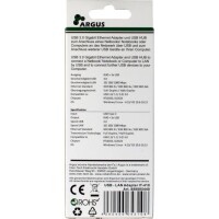 Argus Inter-Tech ARGUS IT-410 - USB 3.2 Gen 1 (3.1 Gen 1) Type-C - IEEE 802.3ab - IEEE 802.3i - IEEE 802.3u - Schwarz - RJ-45 - USB 3.2 Gen 1 (3.1 Gen 1) Type-A - Aluminium - CE - RoHS