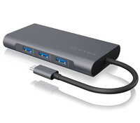 ICY BOX IB-DK4040-CPD - Kabelgebunden - USB 3.2 Gen 1 (3.1 Gen 1) Type-C - 100 W - 3,5 mm - 10,100,1000 Mbit/s - Anthrazit - Schwarz
