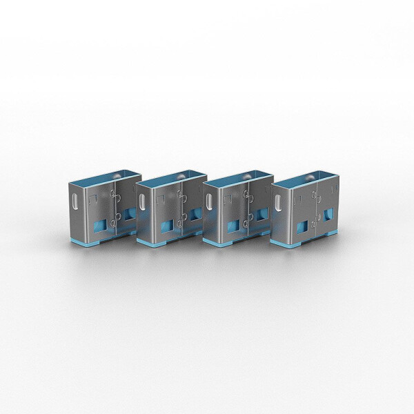 Lindy USB Port Schloss 4 Stueck mit Schlüssel Code BLAU - Kabel