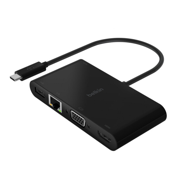 Belkin AVC004BTBK - USB 3.2 Gen 1 (3.1 Gen 1) Type-C - HDMI - RJ-45 - USB 3.2 Gen 1 (3.1 Gen 1) Type-A - VGA - 3840 x 2160 Pixel - Schwarz - 100 W - 194 mm