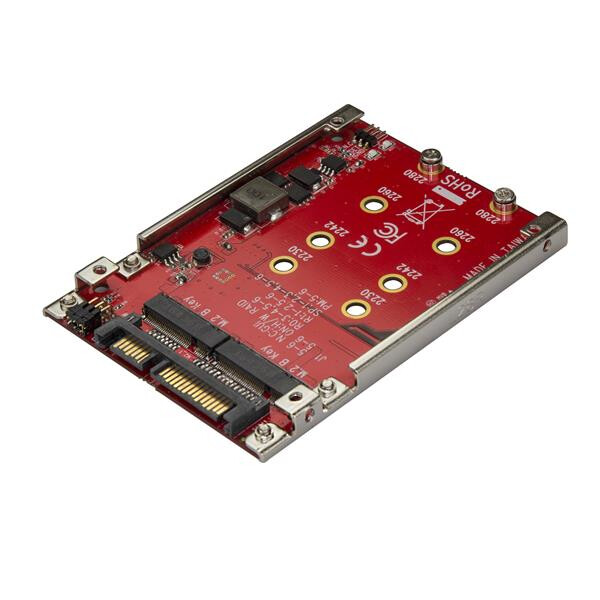 StarTech.com Dual-Slot M.2 auf SATA Adapter für 2,5" Laufwerksschacht - RAID - SATA - M.2 - Rot - CE - FCC - REACH - TAA - ASMedia - ASM1092R - 6 Gbit/s